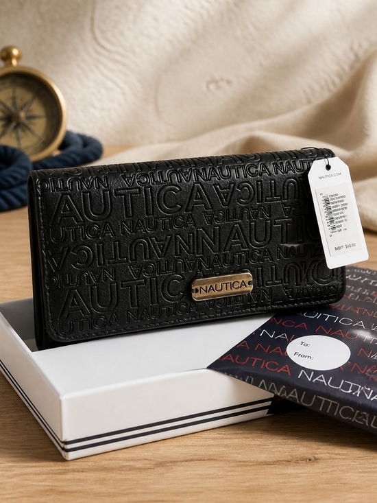 Nautica Handbags - Nautica Black Embossed Logo Wallet